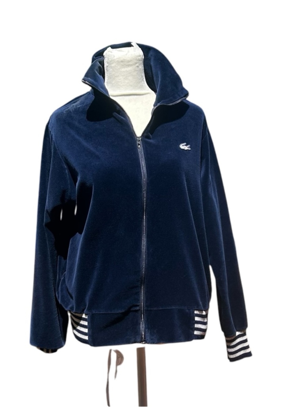 Vintage LaCoste Haymaker Velour Womens Bomber Jacket Blue